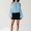 A Little Drama Sheer Cold-Shoulder Bow-Back Crop Top