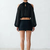 A Little Drama Sheer Cold-Shoulder Bow-Back Crop Top