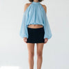 A Little Drama Sheer Cold-Shoulder Bow-Back Crop Top