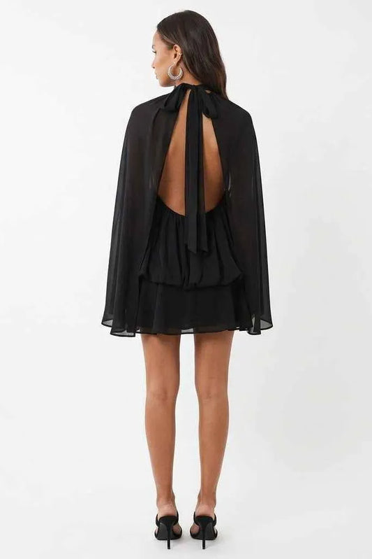 A Little Extra High Neck Ruffled Mini Dress