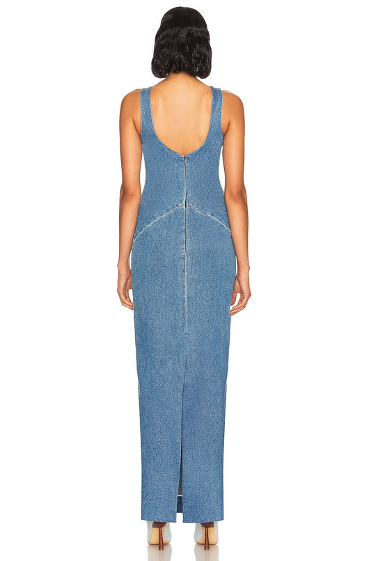 Floral Dream Denim Suspender Dress