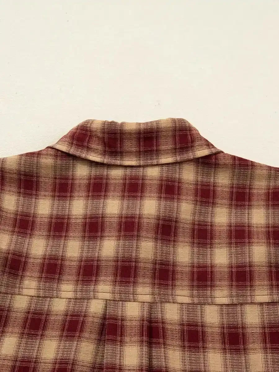 Apple Cider Mood Plaid Ruffle Shirt Mini Dress