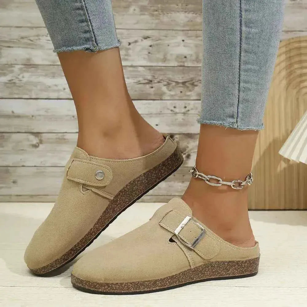 Barefoot Bliss Suede Buckle Slip-Ons