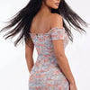 Blossom Haze Off Shoulder Ruched Mini Dress