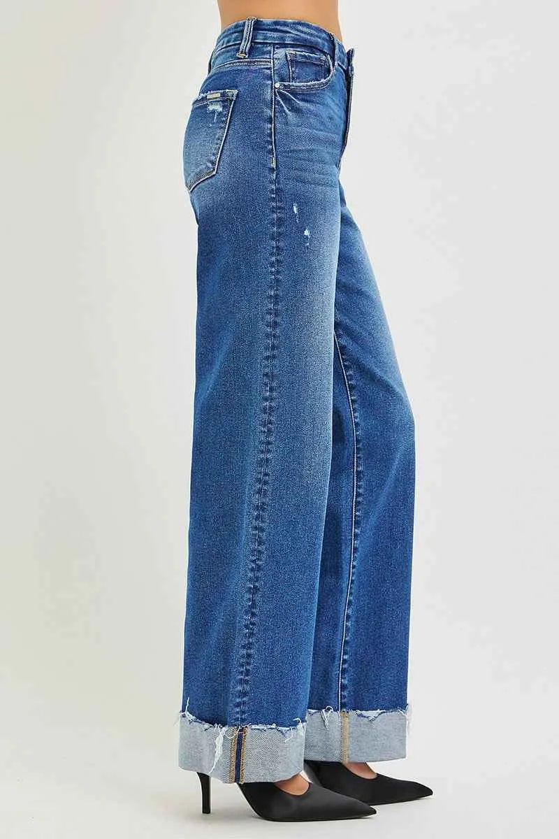 Blue Mirage Widewalkers Jeans With Cuffed Hem
