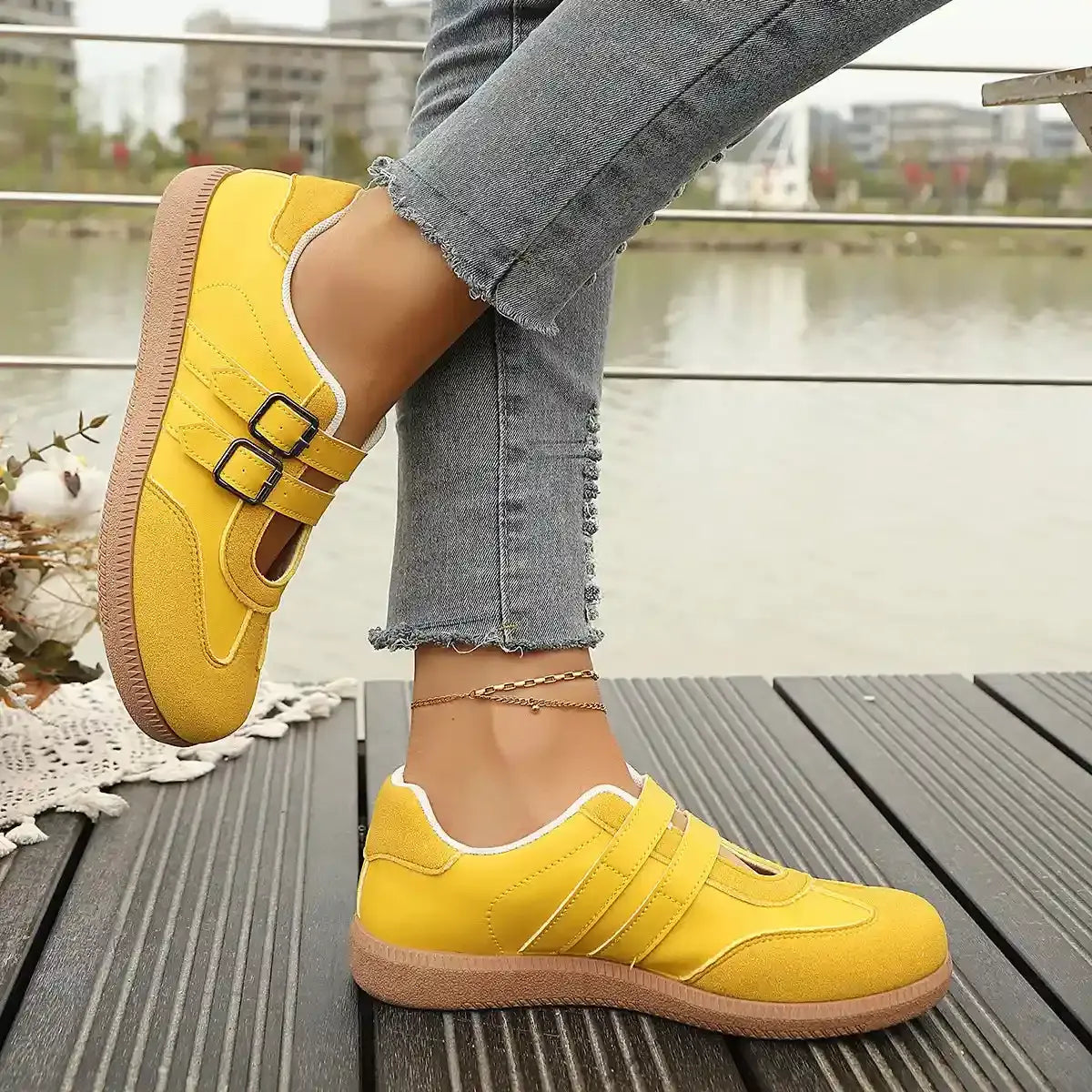 Blush Babe Double Buckle Sneakers
