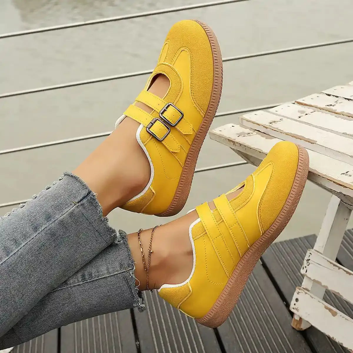 Blush Babe Double Buckle Sneakers