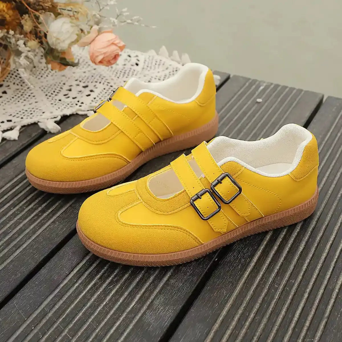 Blush Babe Double Buckle Sneakers