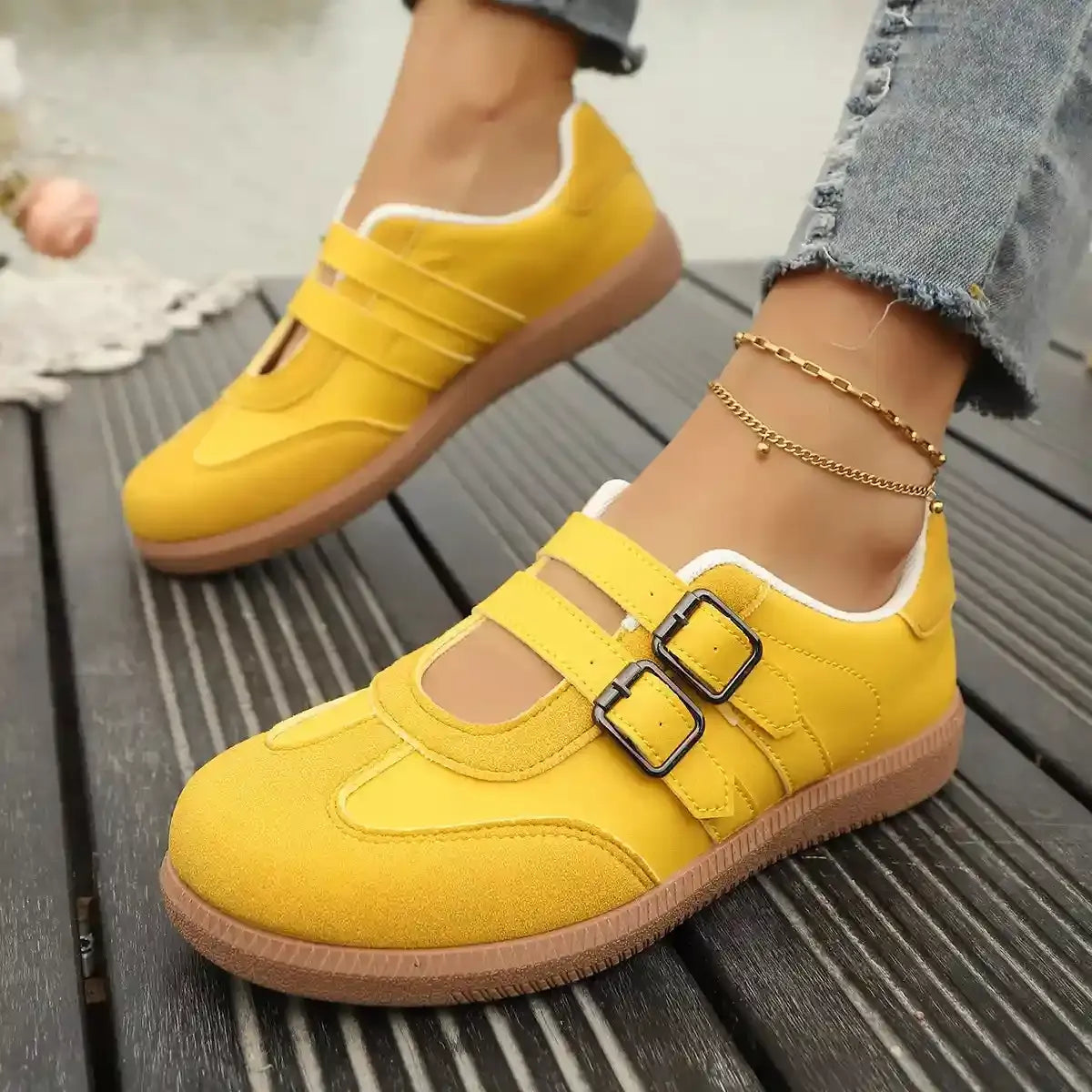 Blush Babe Double Buckle Sneakers