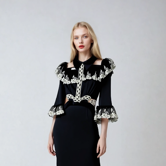 Velvet Nati Embroidered Waist Slim Dress