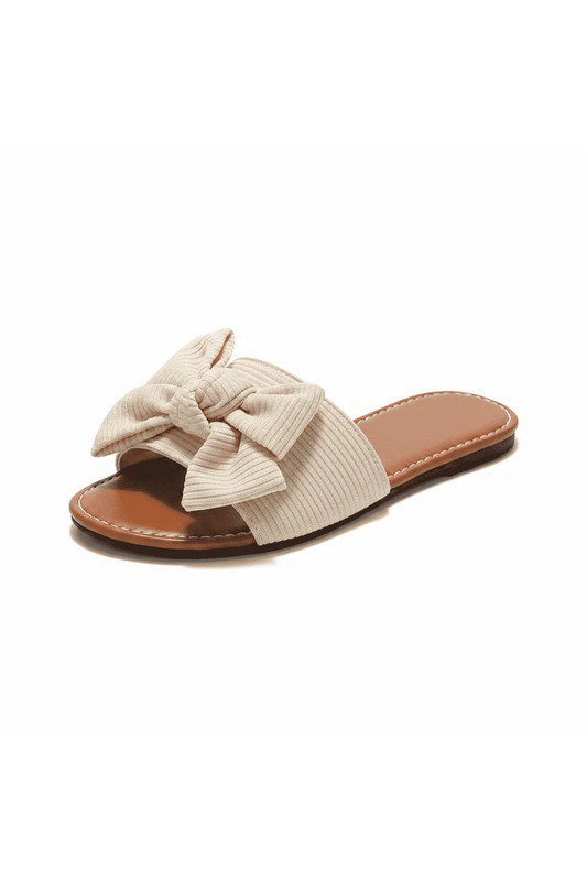 Bow Knot Decor Charm Flat Slides