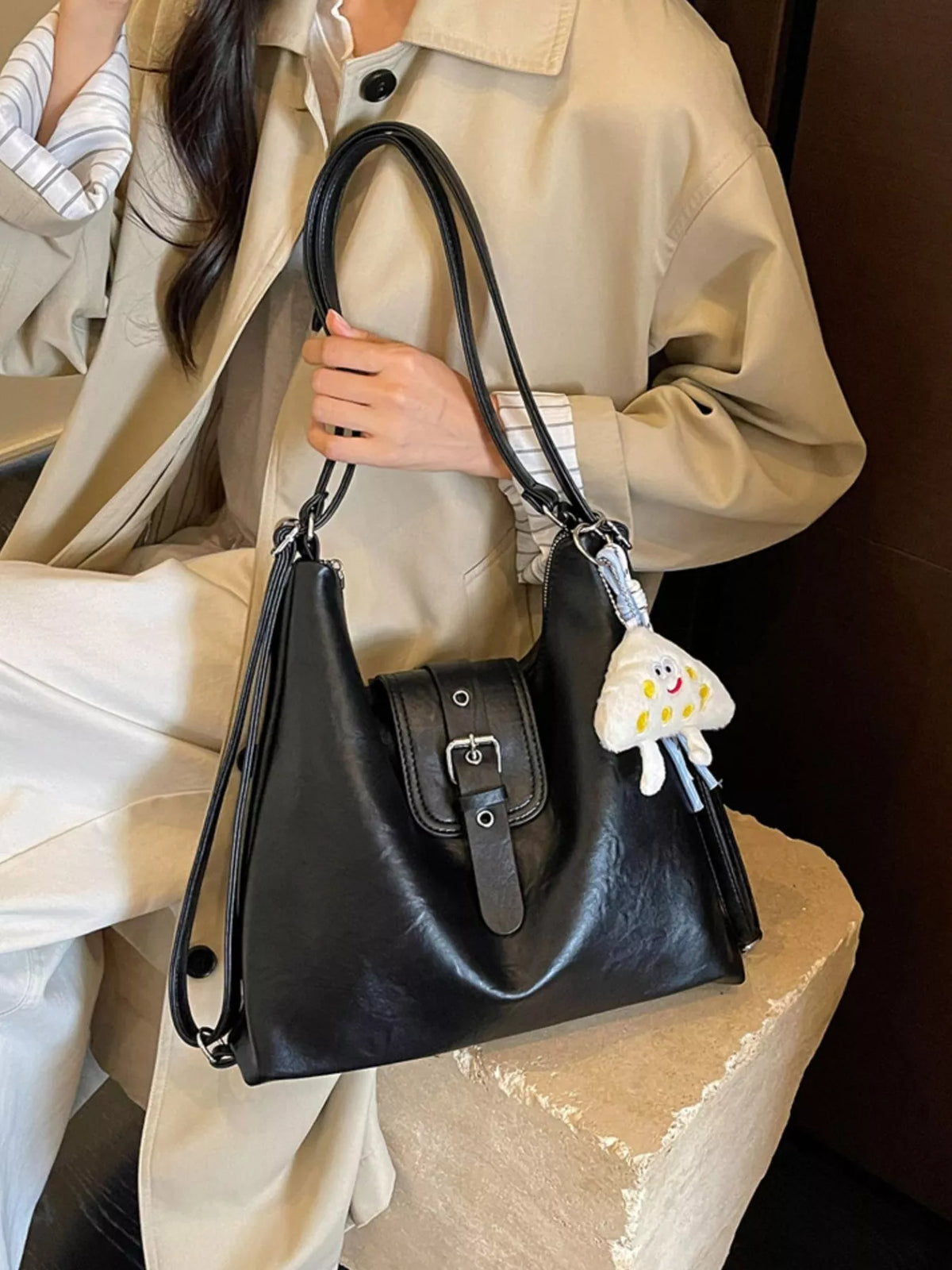 Buckle Decor Shoulder Bag