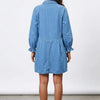 Button Up Flounce Sleeve Mini Denim Dress