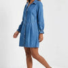 Button Up Flounce Sleeve Mini Denim Dress