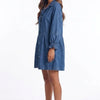 Button Up Flounce Sleeve Mini Denim Dress