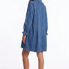 Button Up Flounce Sleeve Mini Denim Dress