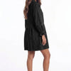 Button Up Flounce Sleeve Mini Denim Dress