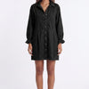 Button Up Flounce Sleeve Mini Denim Dress