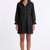 Button Up Flounce Sleeve Mini Denim Dress