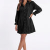 Button Up Flounce Sleeve Mini Denim Dress