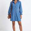 Button Up Flounce Sleeve Mini Denim Dress