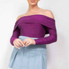 Off-shoulder Glittery Long Sleeve Bodysuit