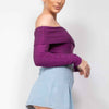 Off-shoulder Glittery Long Sleeve Bodysuit