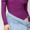 Off-shoulder Glittery Long Sleeve Bodysuit