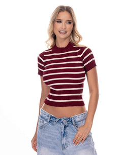 Just Enough Effort Crop Top – Stripped Shirt