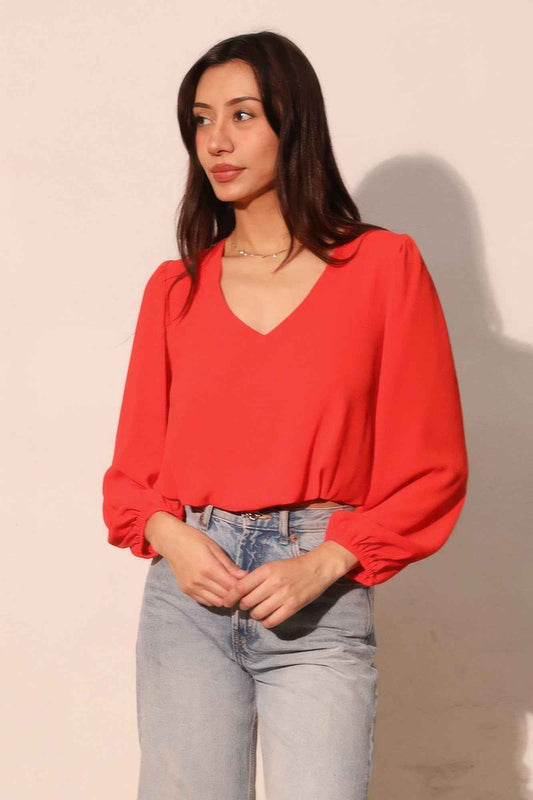 Textured Solid Long Sleeve Crop Top