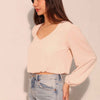 Textured Solid Long Sleeve Crop Top