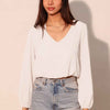 Textured Solid Long Sleeve Crop Top