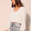 Textured Solid Long Sleeve Crop Top