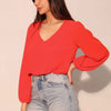 Textured Solid Long Sleeve Crop Top