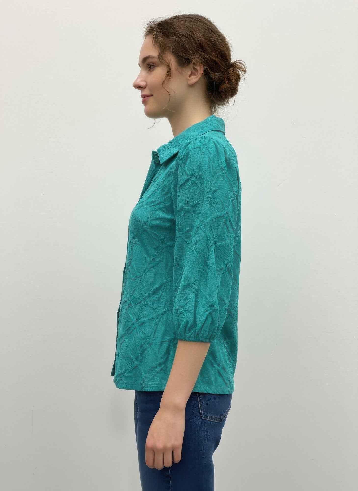 Rylee Moon Solid 3/4 Sleeve Blouse