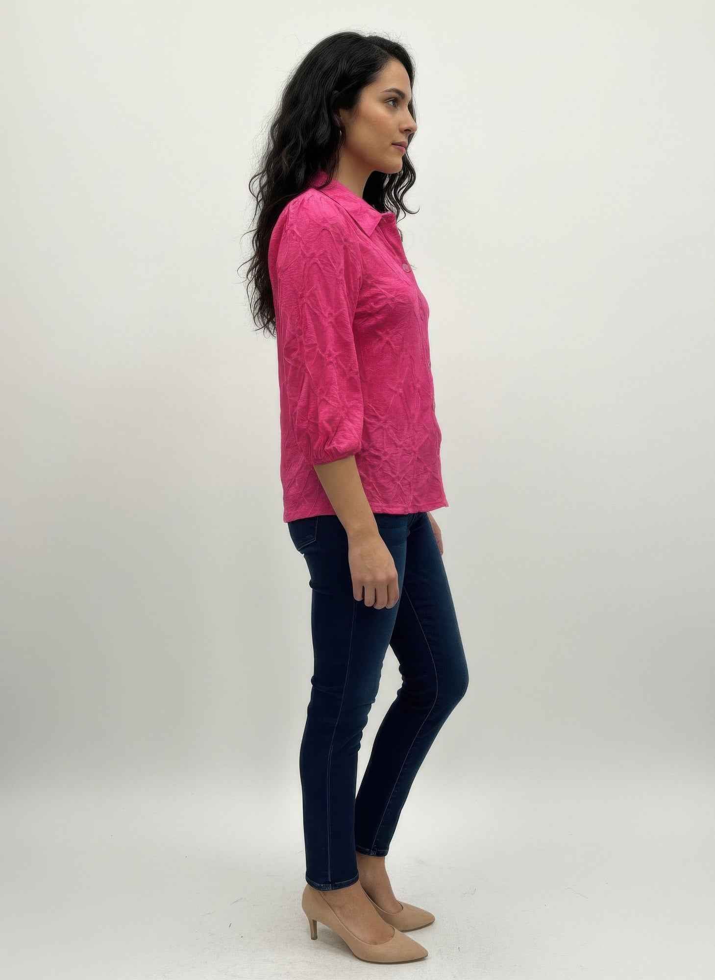 Rylee Moon Solid 3/4 Sleeve Blouse