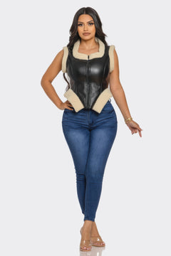 Cold Hearted Baddie Bucle Trim Leather Vest