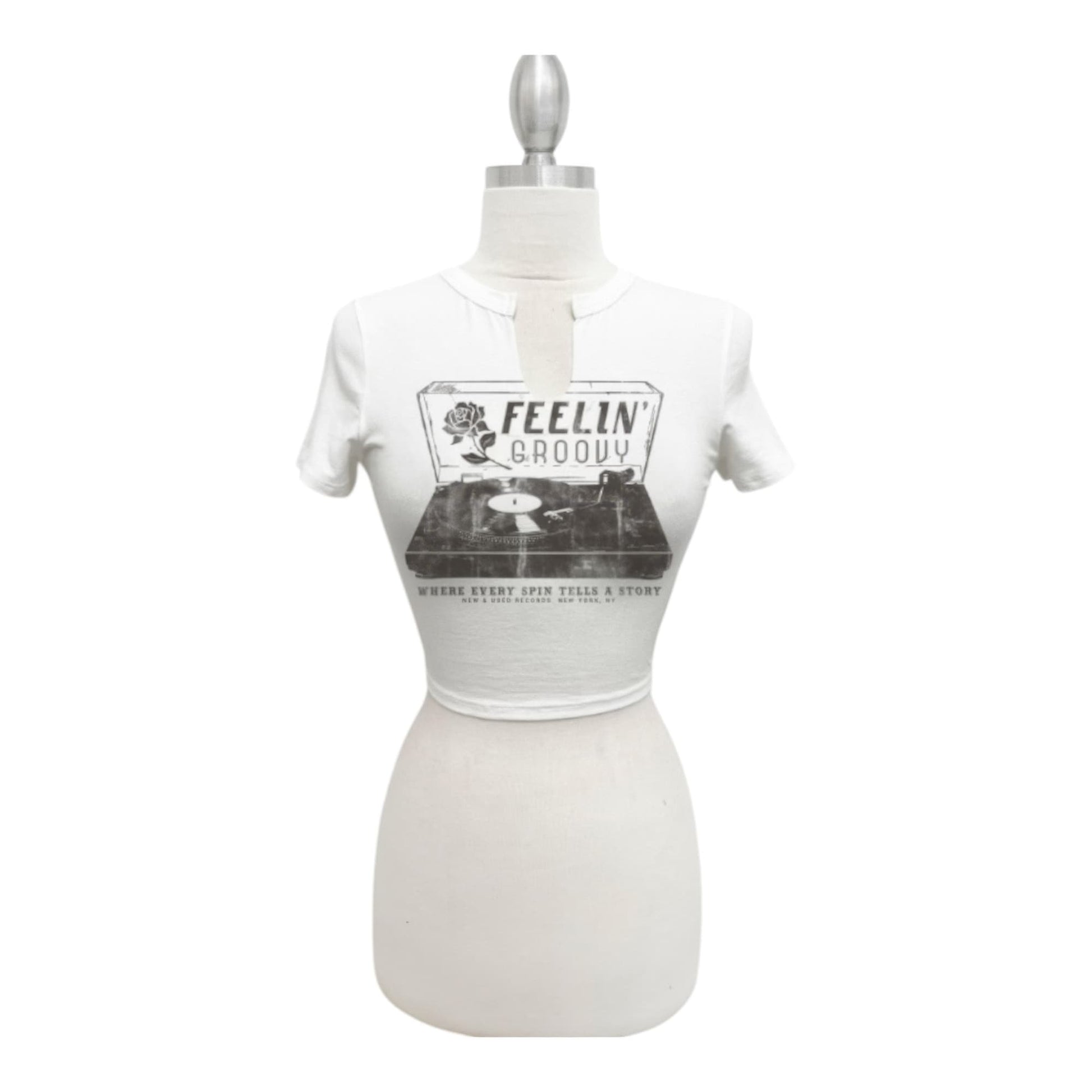 Unbothered Vintage Groove Graphic Crop Tee