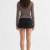 Campus Crush Brown Striped Button-Front Polo Top