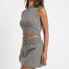 City Stroll Ribbed V-Neck Sweater Skirt Set