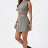 City Stroll Ribbed V-Neck Sweater Skirt Set