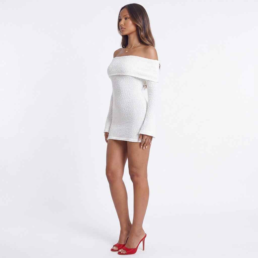 Cloudline Off-Shoulder Textured Mini Dress