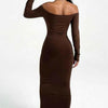 Cocoa Curve Off-Shoulder Ruched Maxi Dress