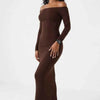 Cocoa Curve Off-Shoulder Ruched Maxi Dress