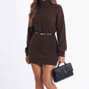 Cocoa Season Turtleneck Sweater Mini Dress