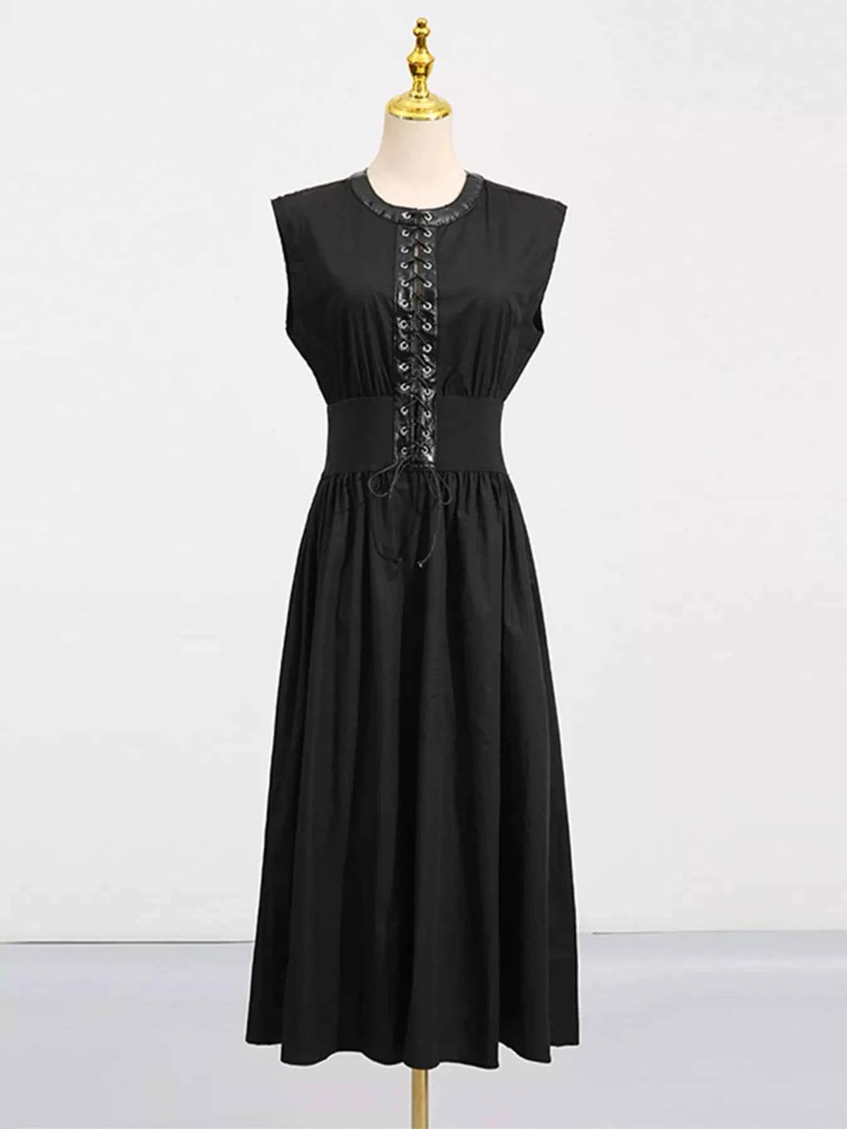 Date Night In Disguise Lace-Up Midi Dress