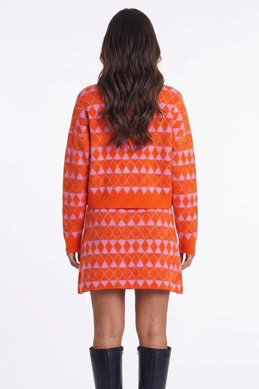 Diamond District Argyle Button-Front Cardigan Skirt Set