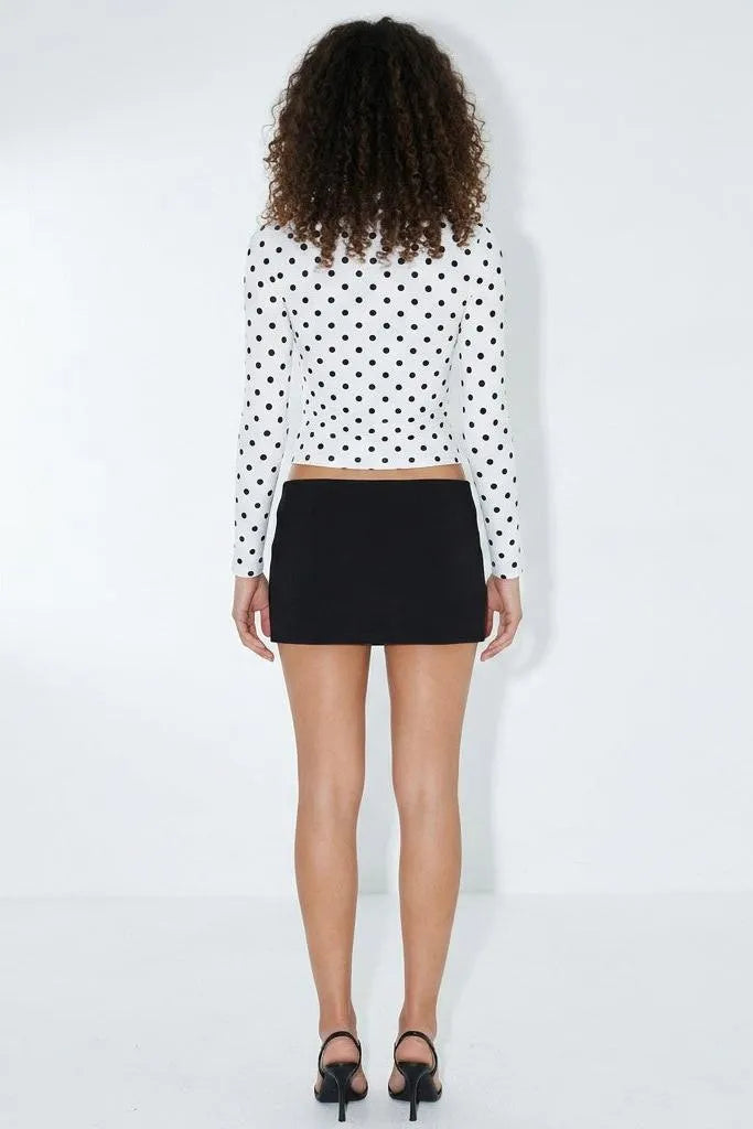 Dot's Got Plans Polka Dot Keyhole Long Sleeve Top