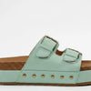 Double Buckle Suede Platform Slides