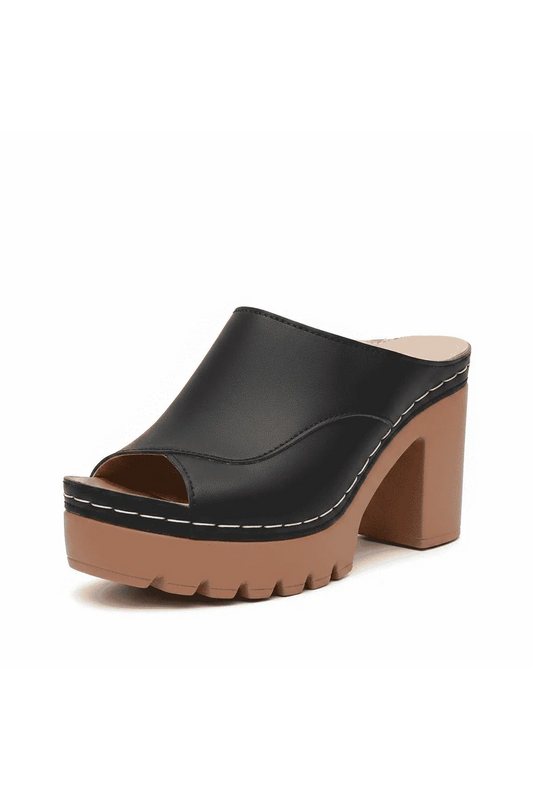 Downtown Diva Chunky Mule Heels